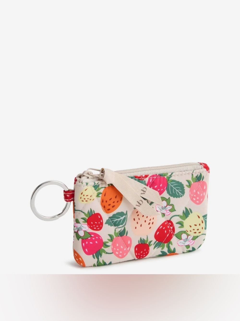 Vera Bradley Cotton Zip ID Case Wallet Bushels of Berries Pumice Strawberry Pink